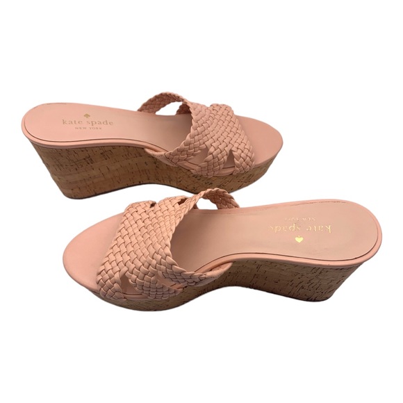 Kate Spade Wedges Pink Taravela Woven Cork Heel Wedges Baby Pink New Condition 7 - Picture 8 of 13